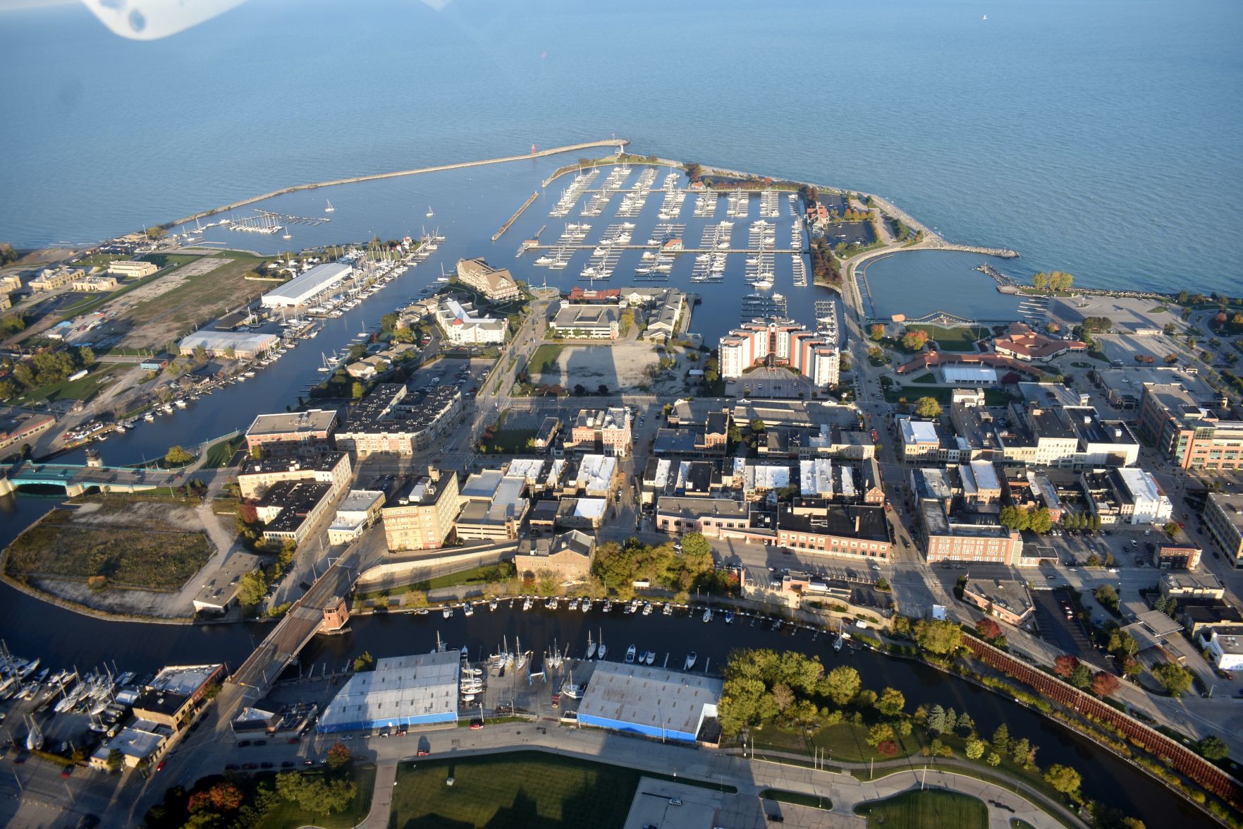 Aerial view, Downtown Racine area